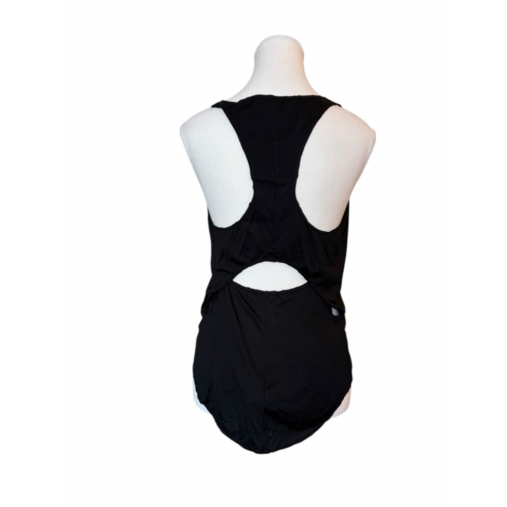 Helmut Lang Silk Abstract Print Tank Top Open Racerback Black Size M 98% Silk - Picture 4 of 7